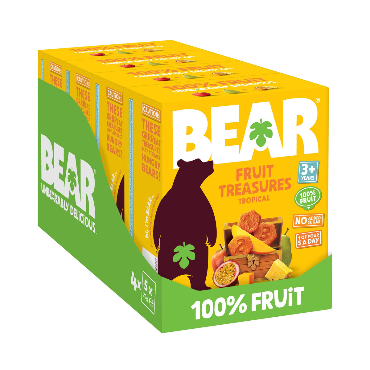 BEAR Tropical Fruit Treasures - 100% Natural Dried Fruit Snacks | 20g Packs | Suitable for 3+ Years