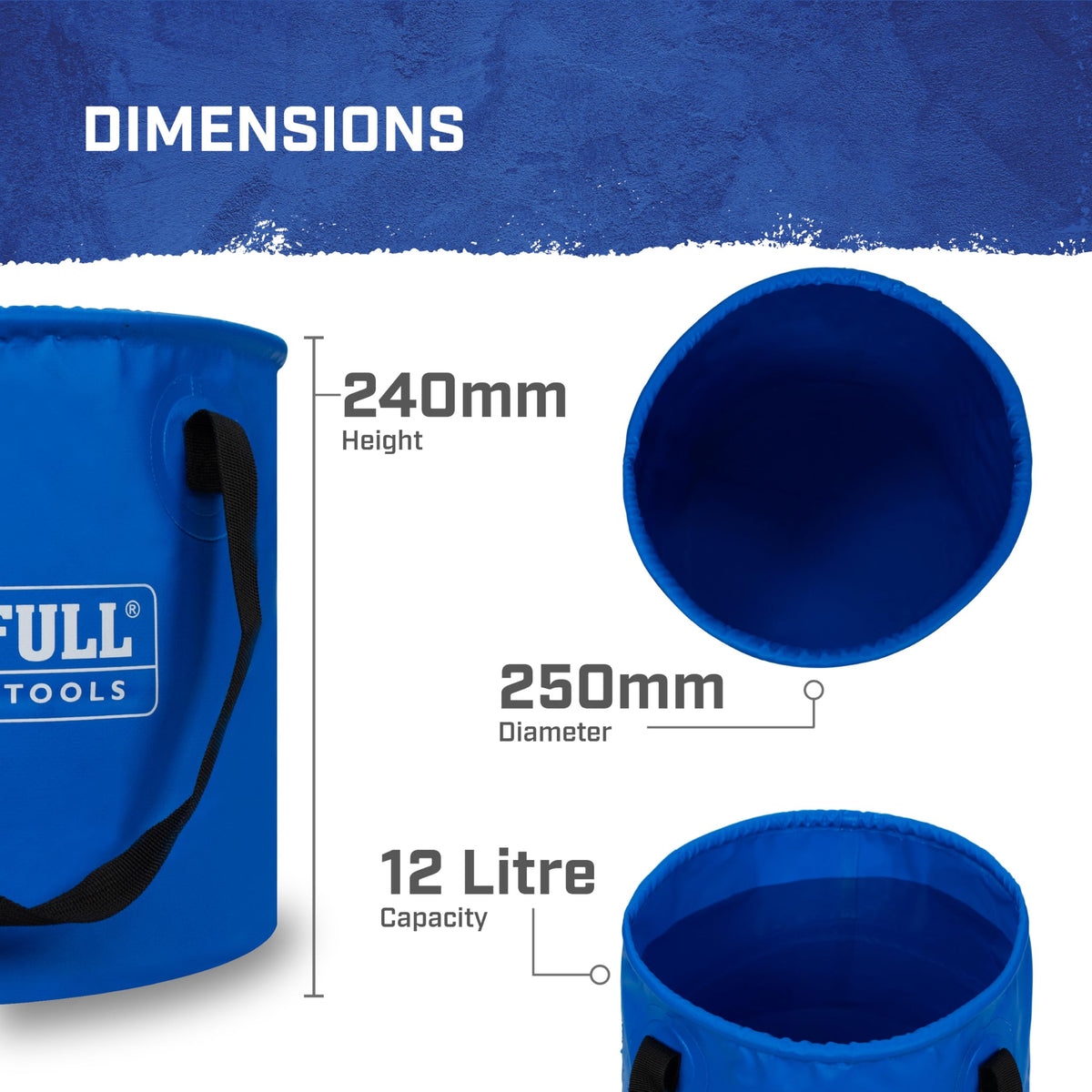 Faithfull 12 Litre Collapsible Bucket - Waterproof PVC | Lightweight | Compact Storage