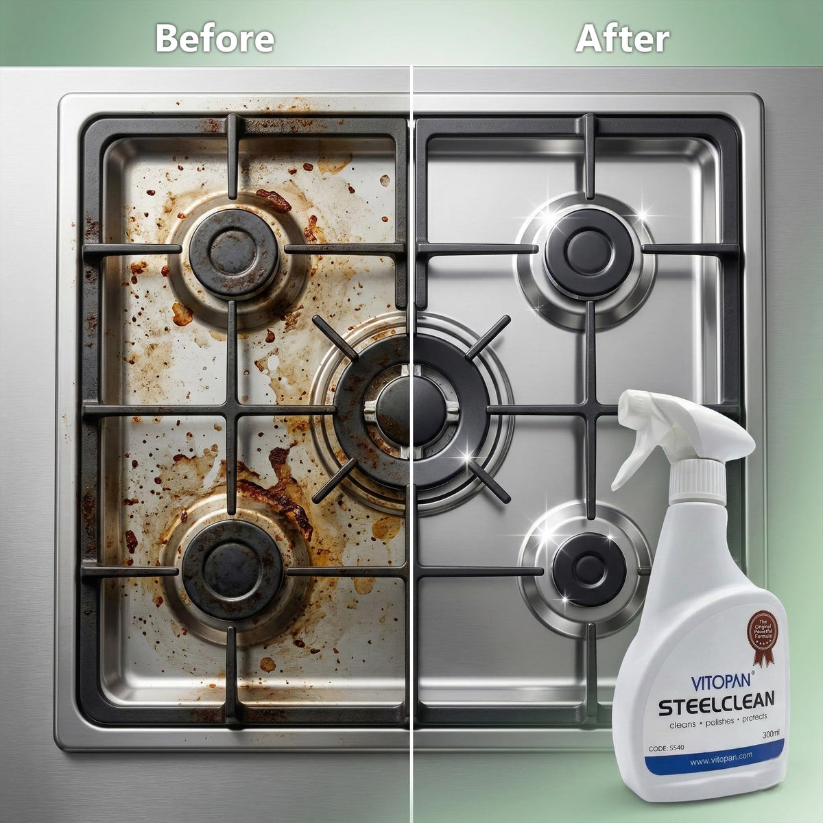 Vitopan Steel Clean Kitchen Spray - Cleans, Polishes & Protects | 300ml 3