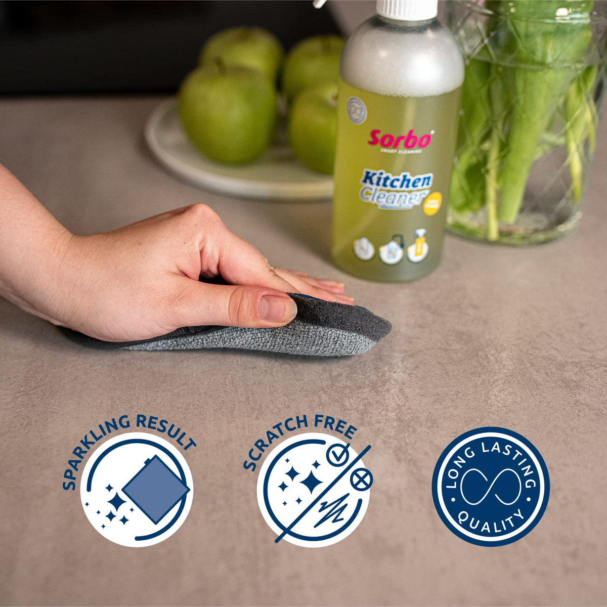 Sorbo Kitchen Pad - Dual-Sided Scrubber & Absorbent Microfiber Cloth | Non-Scratch | Easy Care 6