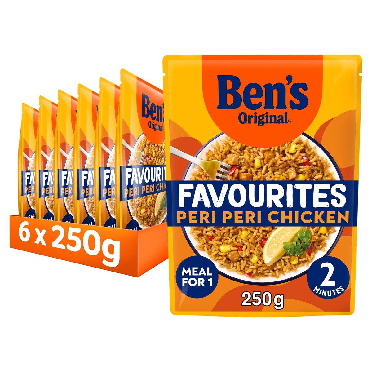 Ben's Original Peri Peri Chicken and Vegetable Microwave Rice - 6 x 250g Pouches