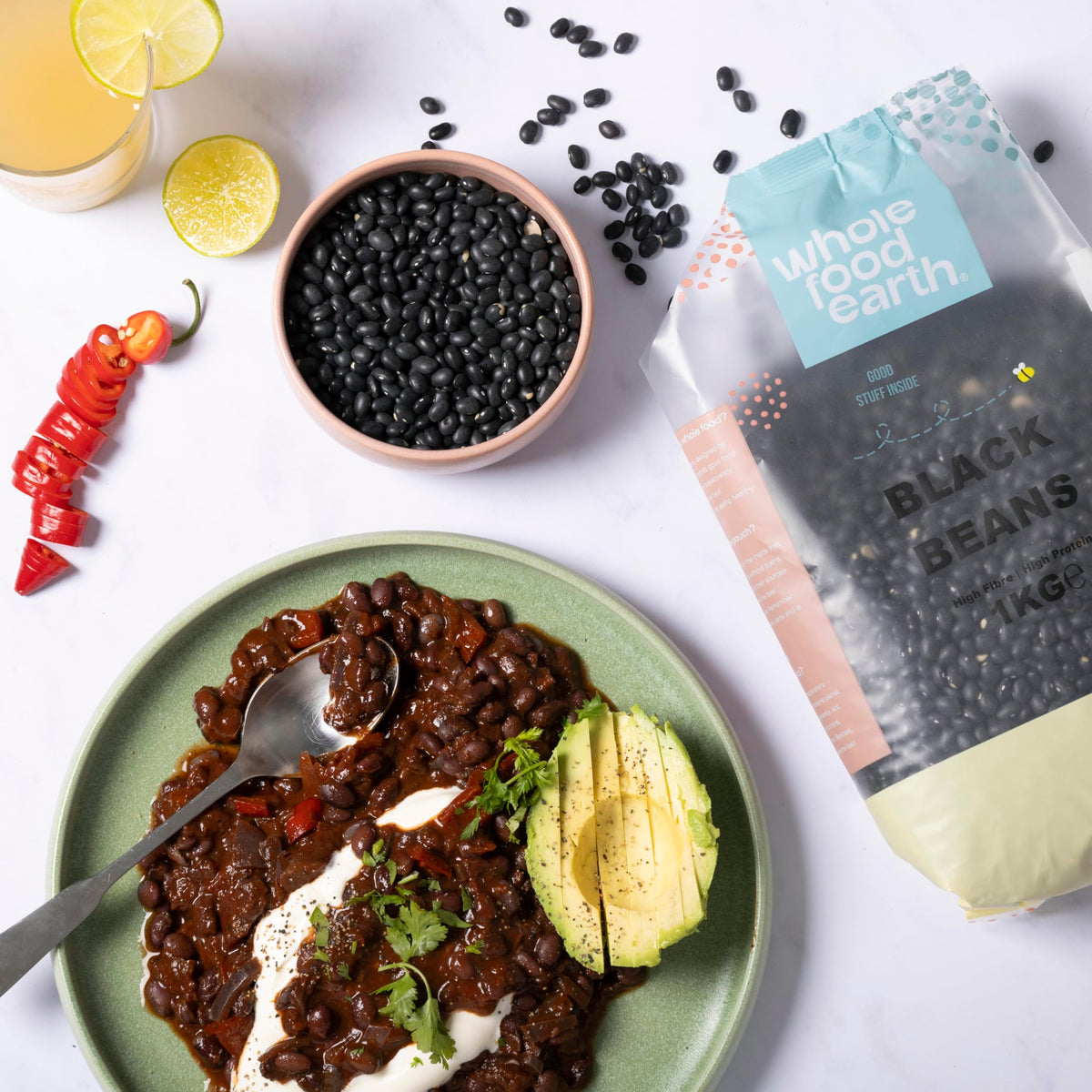 Wholefood Earth Black Beans - High Fibre, Natural, GMO Free | 500g 3