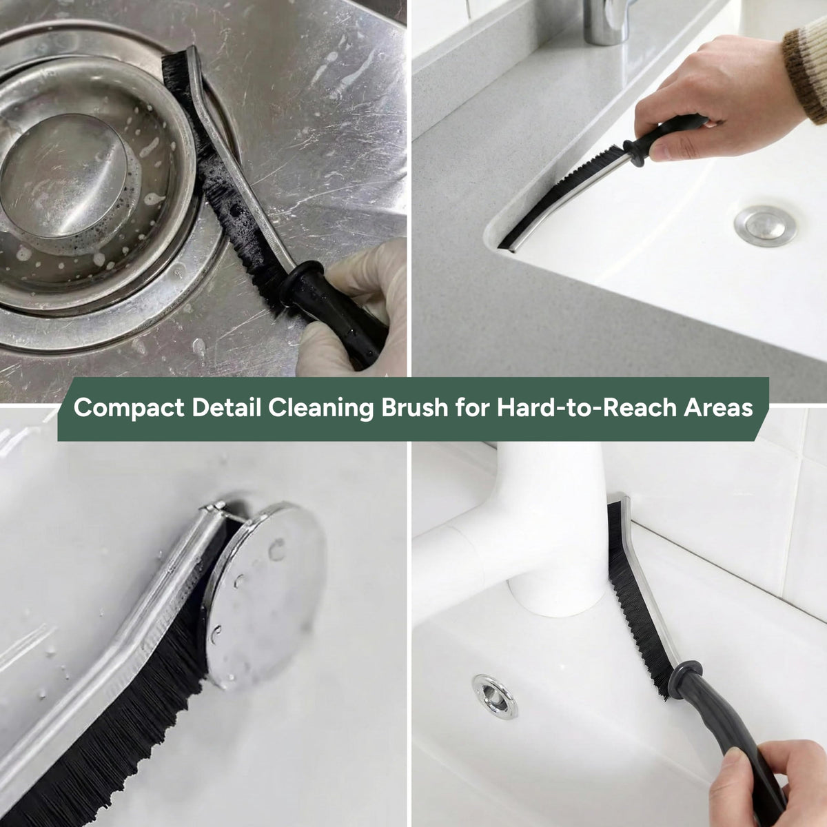 Zuvo Crevice Cleaning Brush Set - Hard Bristle, Ergonomic Handle | 4 Pack 4