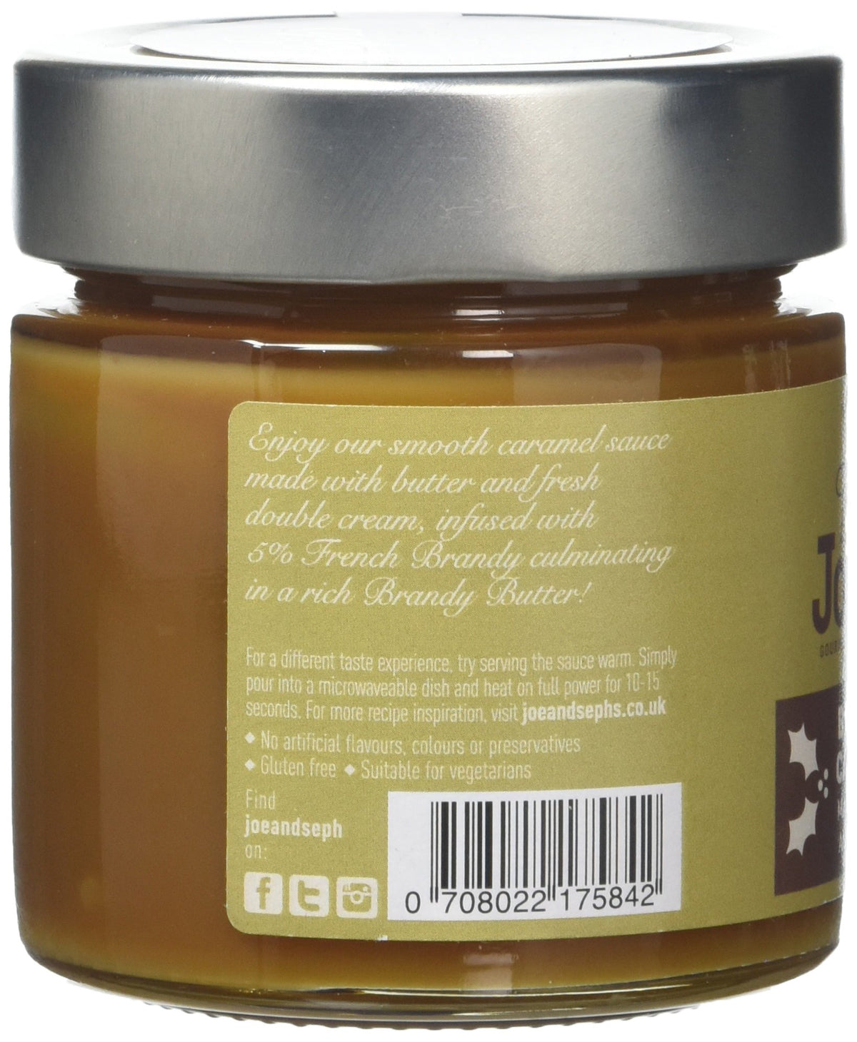 Joe & Seph's Brandy Butter Caramel Sauce - Gluten Free | Vegetarian | 230g Jar