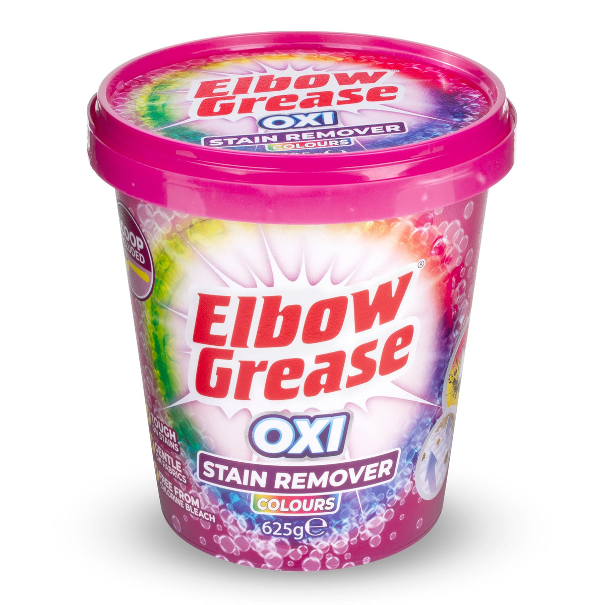 Elbow Grease Oxi Powder Stain Remover for Colours - 625g | Bleach Free | Works at Low Temperatures