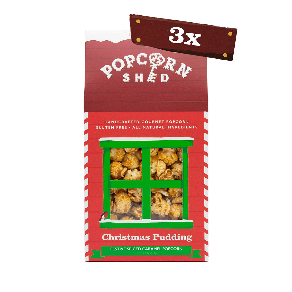 Popcorn Shed Christmas Pudding Flavoured Popcorn - 3 x 80g Packs 7