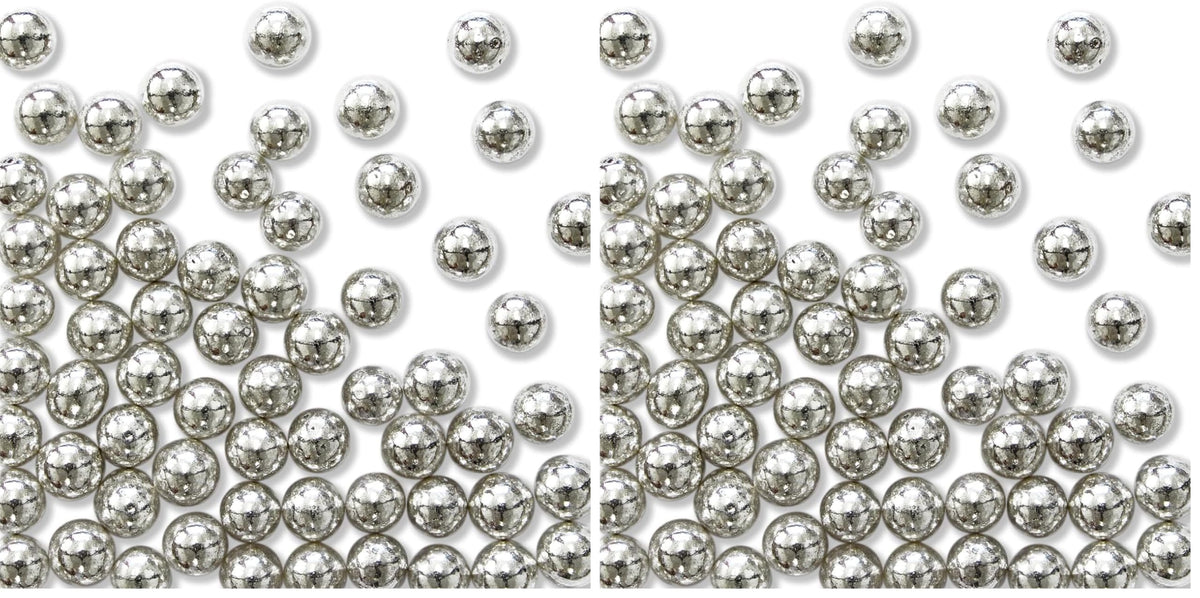 PME Silver Sugar Pearls - 6mm Edible Cake Decorations | 25g Tub | Pack of 2