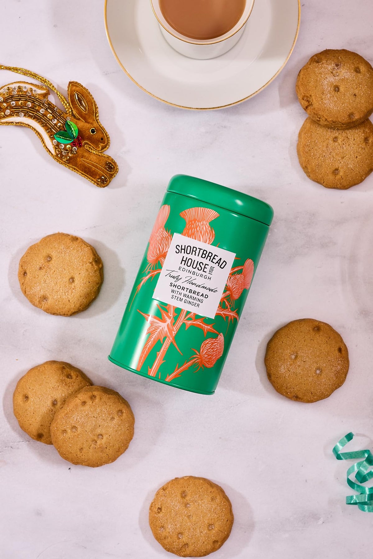 Shortbread House of Edinburgh Handmade Scottish Shortbread with Stem Ginger - 140g Tin