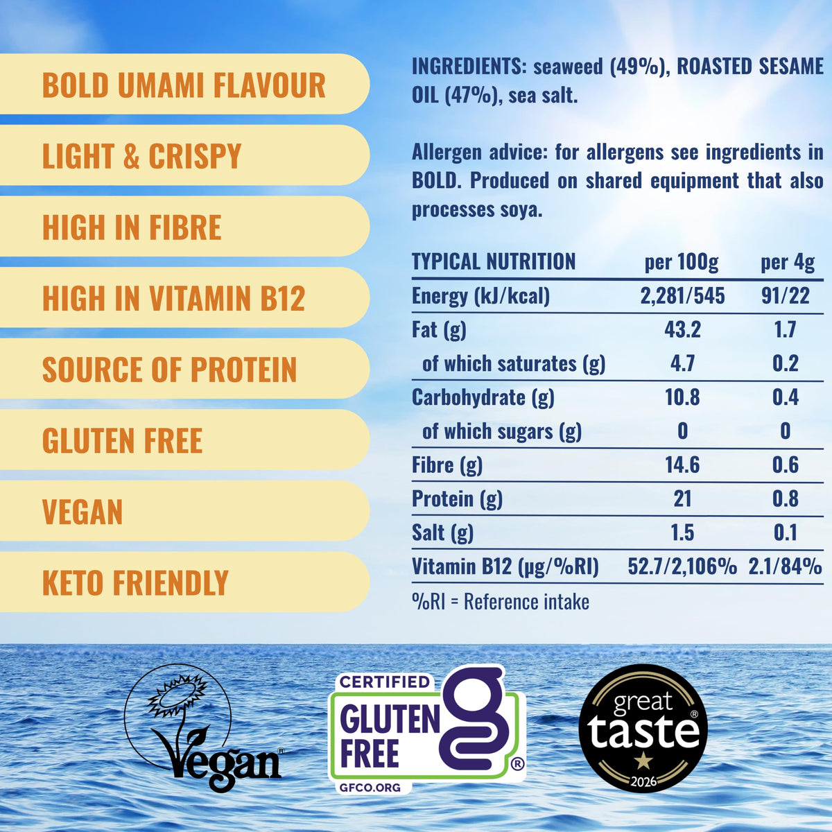 MORiSH Crispy Sesame Oil Seaweed Snacks - 20 Pack | 22 Calories Each | Gluten-Free 8