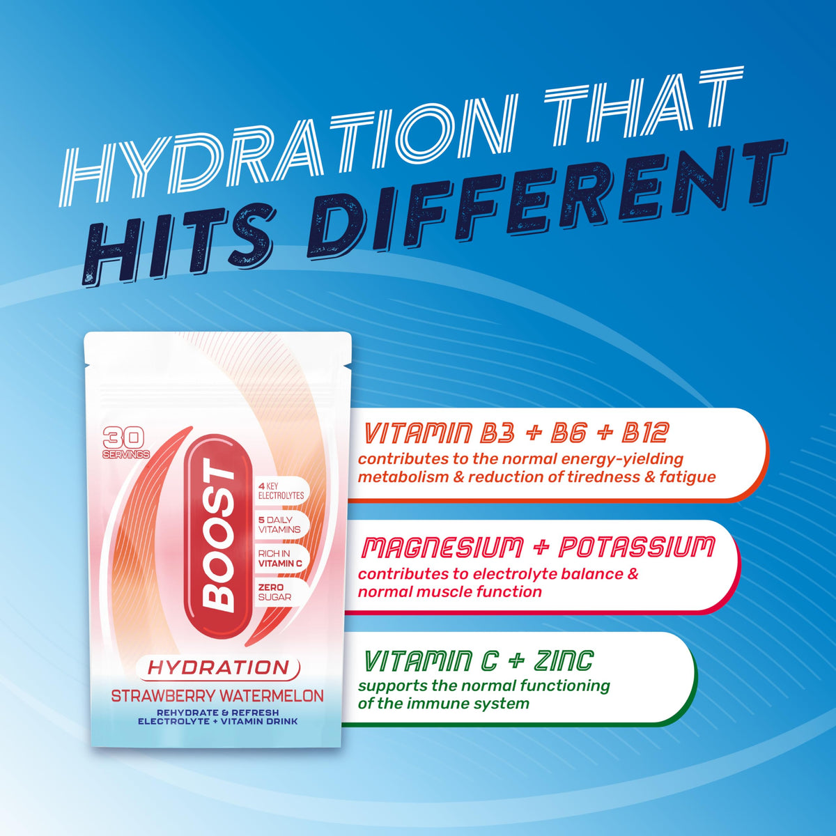 Boost Hydration Powder Strawberry Watermelon - Zero Sugar Electrolytes | 30 Servings 6