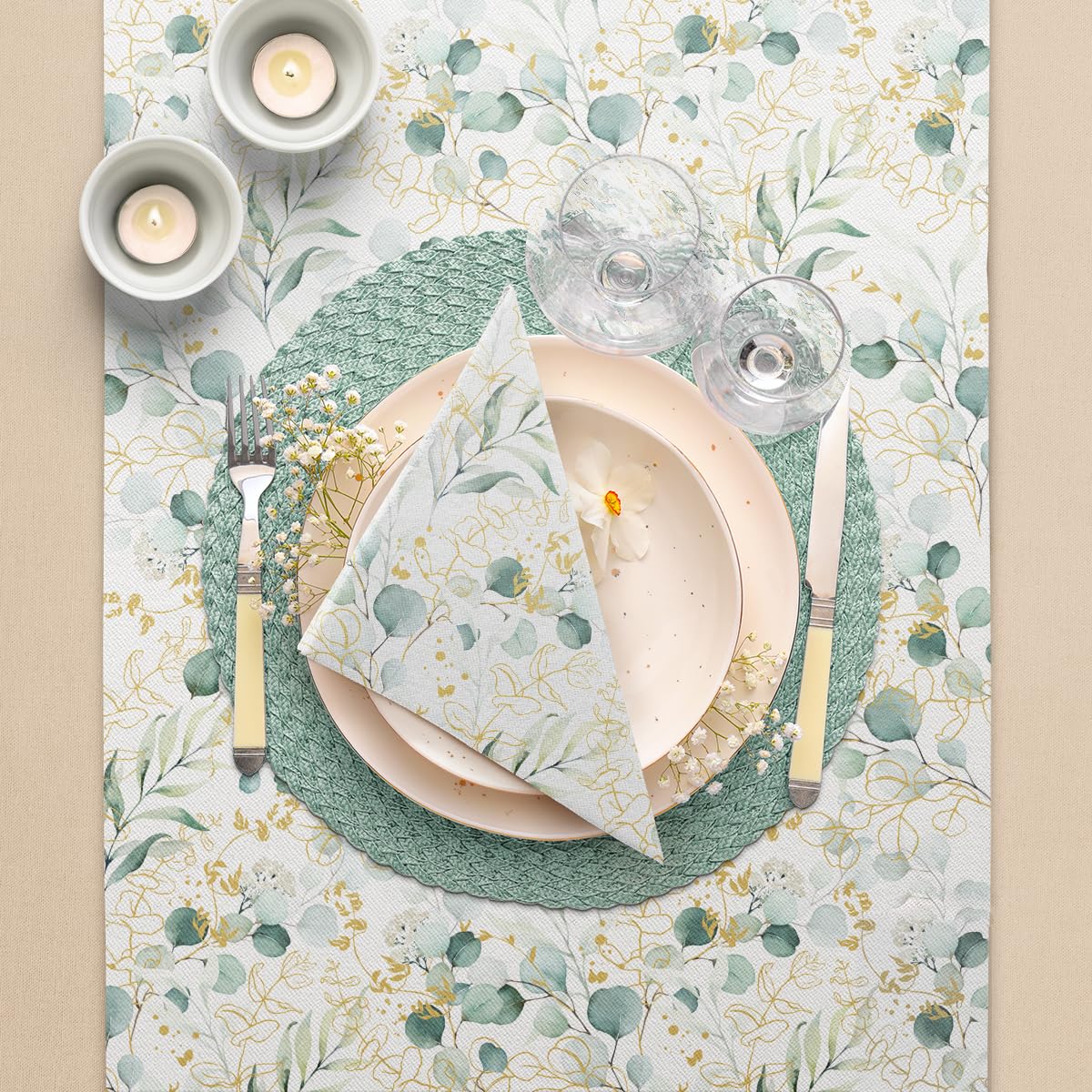 PAW Decor Collection Golden Eucalyptus Airlaid Napkins - 40 x 40 cm, 50 Pack 5