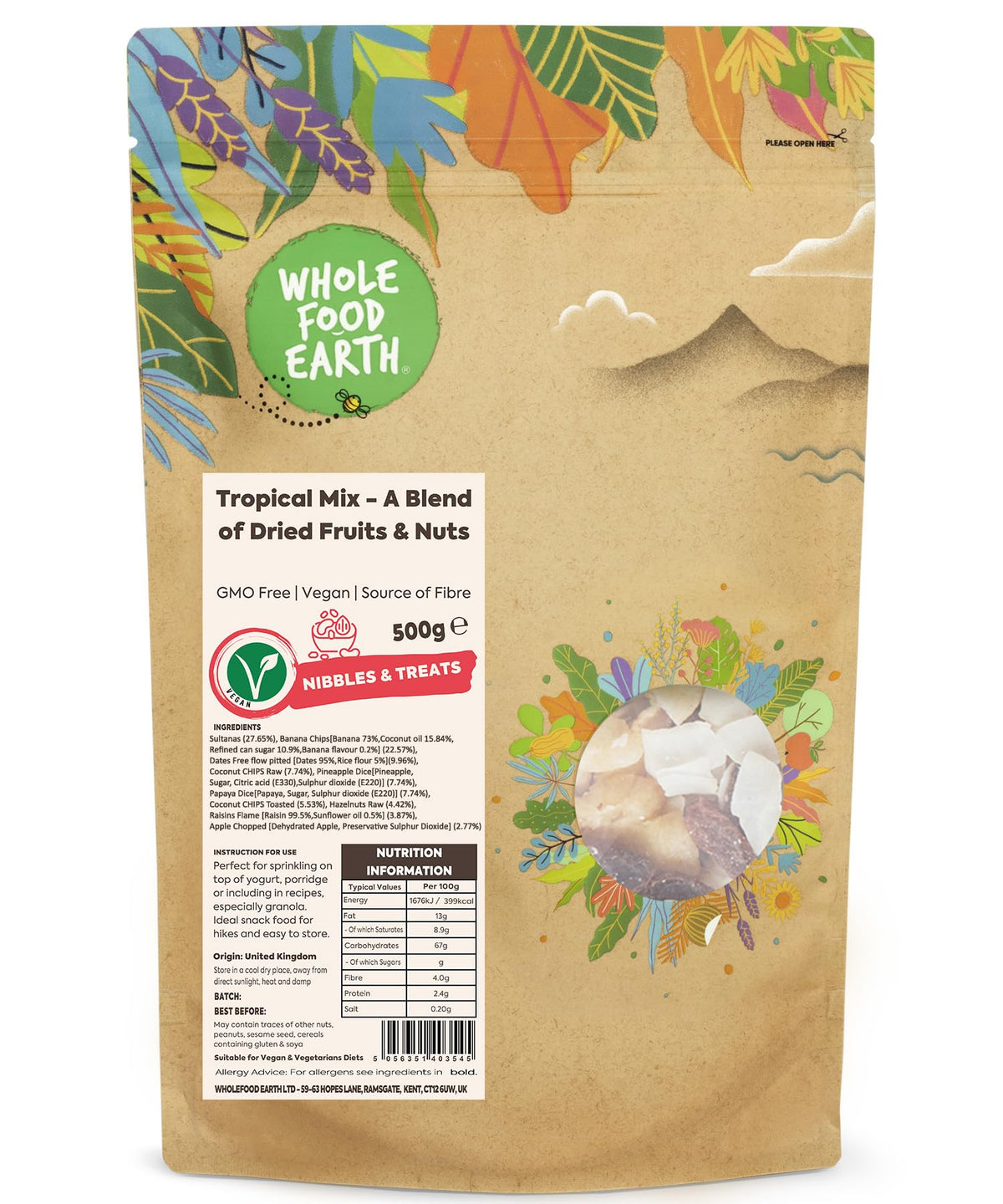 Wholefood Earth Tropical Mix - Dried Fruit & Nut Blend | 500g