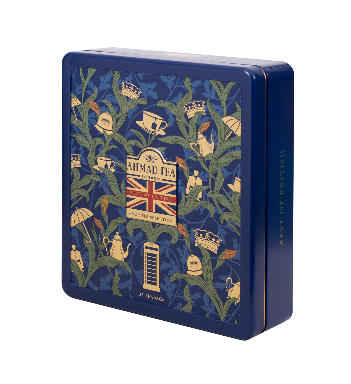 Ahmad Tea London Blue William Morris Tea Selection Caddy - 32 Teabags | Assorted Flavors | Gifting