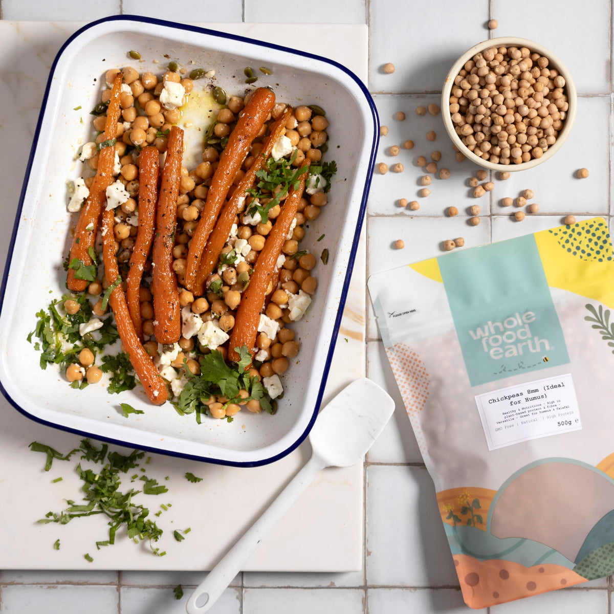 Wholefood Earth Dried Chick Peas - 8mm Size, 1kg Bag | GMO Free, High Protein & Fibre 3