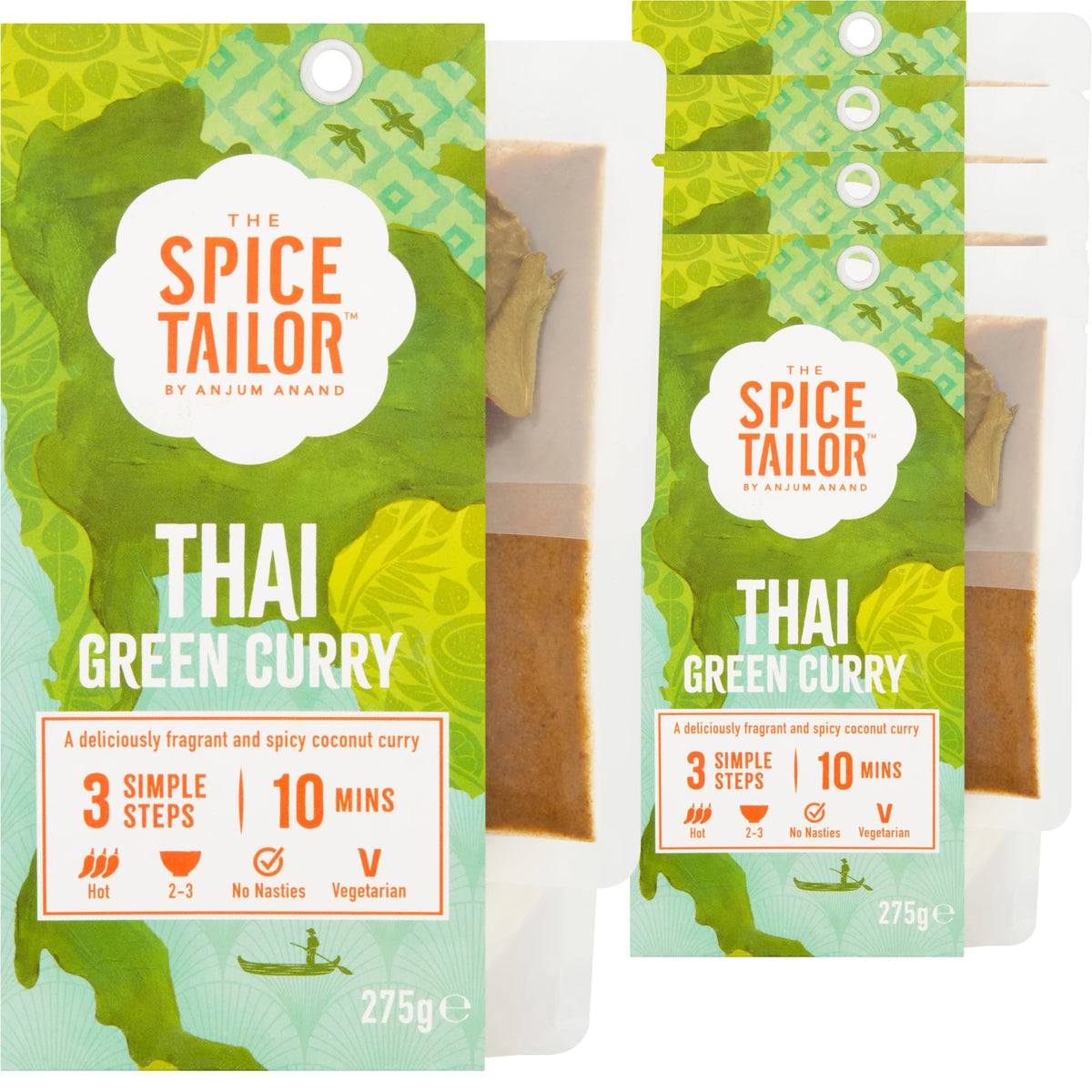 The Spice Tailor Thai Green Curry Meal Kit - Authentic Flavour, Serves 2-3, Pack of 5
