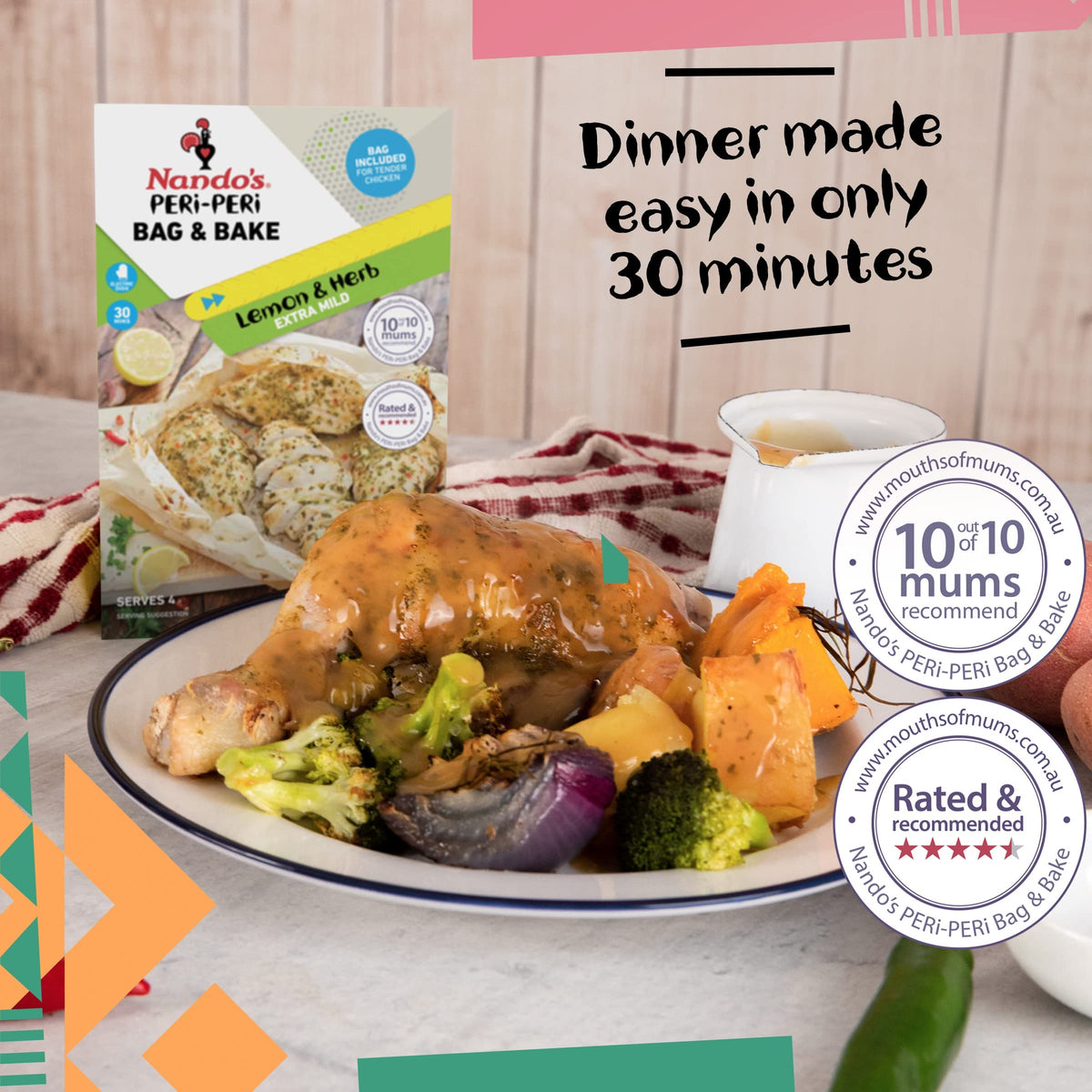 Nando's Peri-Peri Lemon & Herb Extra Mild Bag and Bake Seasoning - 20g (Pack of 4) 5