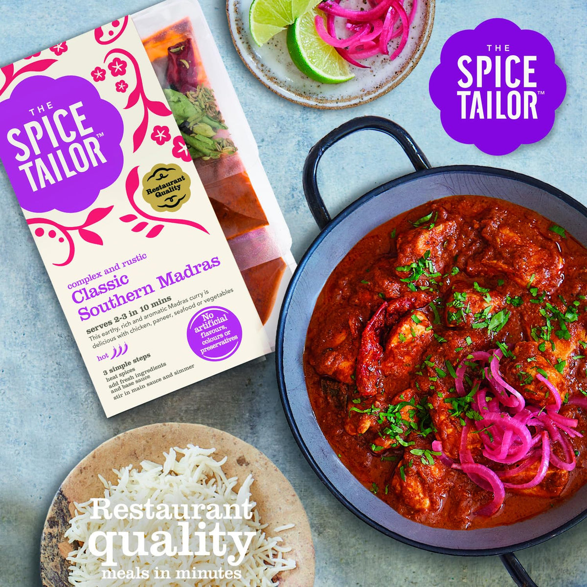 The Spice Tailor Southern Madras Curry Sauce Meal Kit - 10 Minute Meal | Pack of 5 | 1500g 3