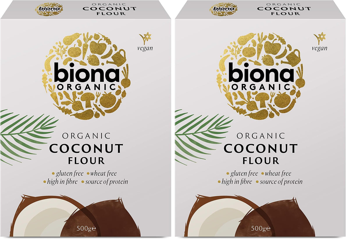 Biona Organic Coconut Flour - Gluten-Free, High Fibre Baking Ingredient | 500g (Pack of 2)