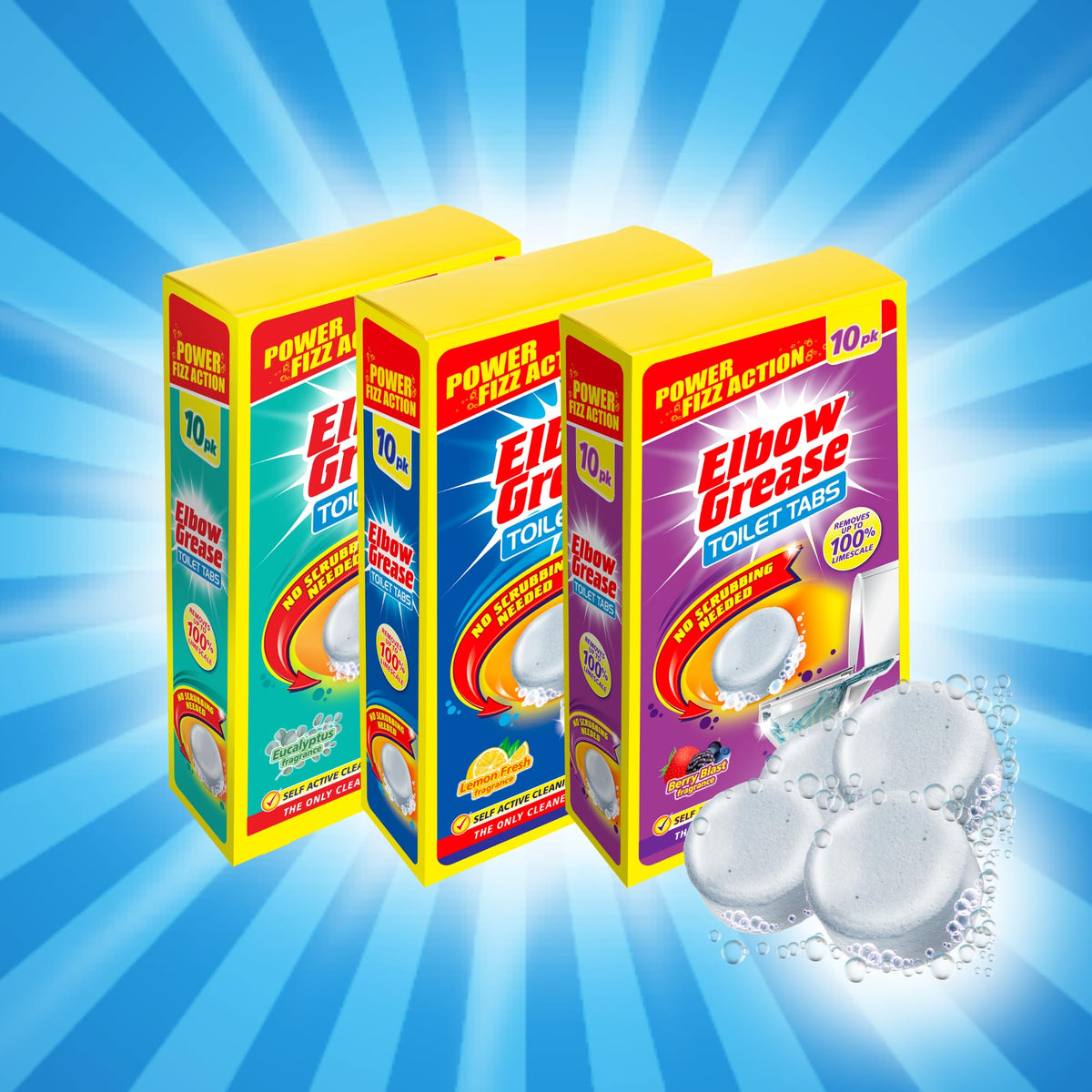 Elbow Grease Toilet Cleaner Tabs - Lemon Fresh Scent | Pack of 10 Tablets | Limescale Remover 7