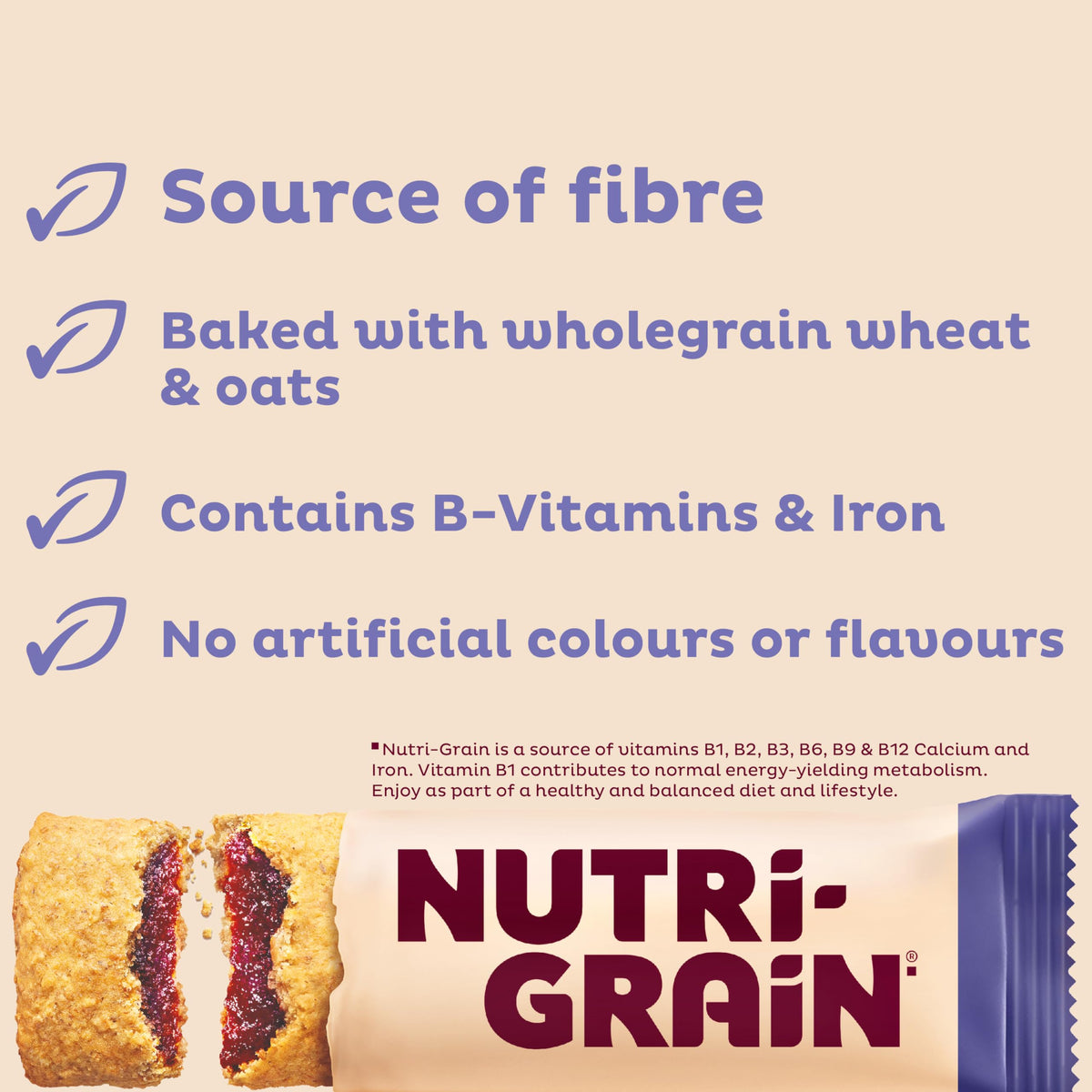 Kellogg's Nutri-Grain Blueberry Cereal Bars - Source of Fibre & B-Vitamins | 6 Bars per Pack (Pack of 4) 3