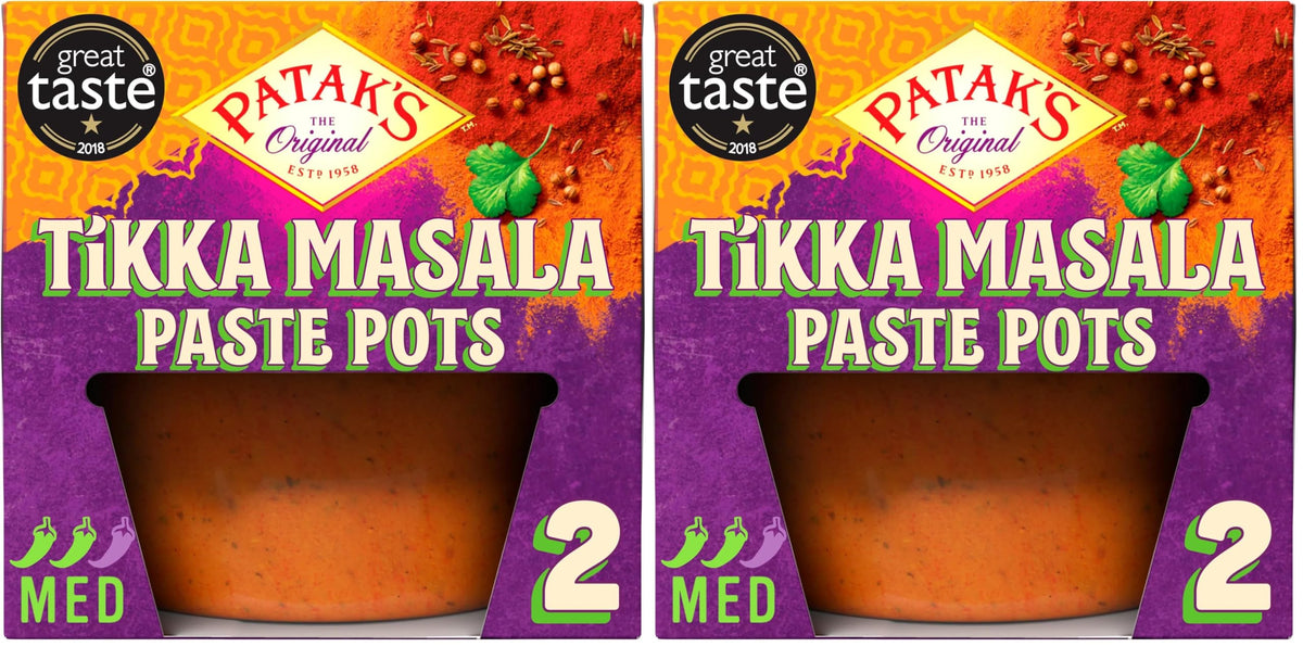 Patak's Tikka Masala Curry Paste Pots - Medium Spice, Gluten Free, Vegan | 4 x 70g Pots 1