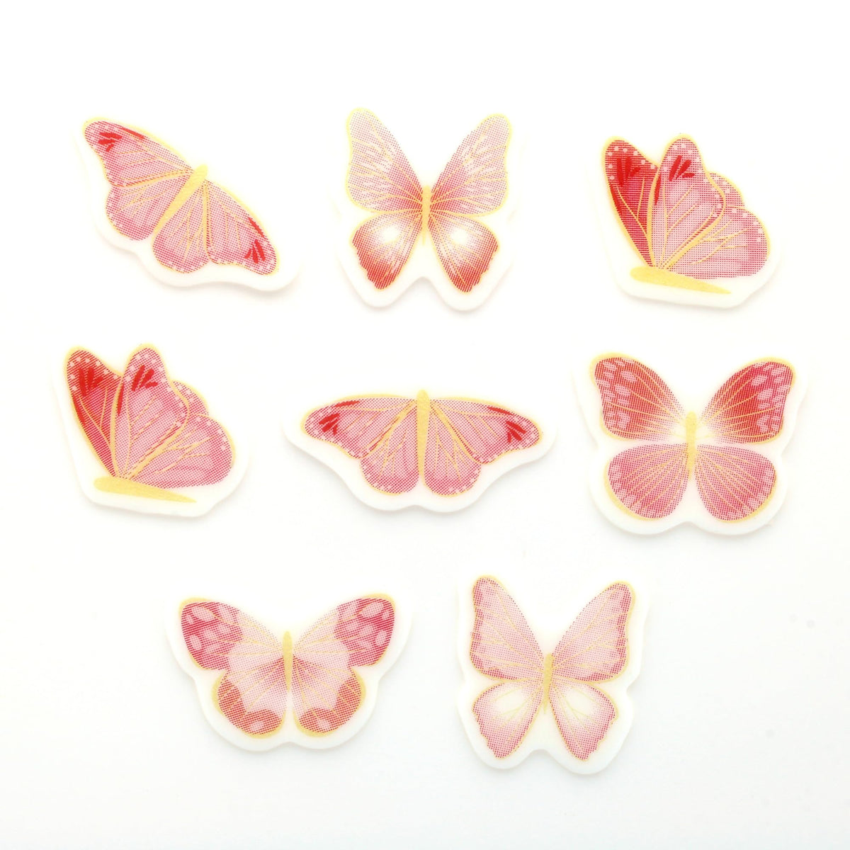 Culpitt Pink & Gold Butterflies Edible Cupcake Toppers - 32 Count | Fondant Sugar Paste