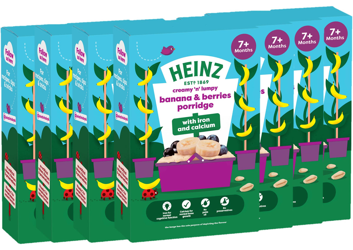 HEINZ Baby Food Banana and Berries Porridge - With Iron and Calcium | 6x200g