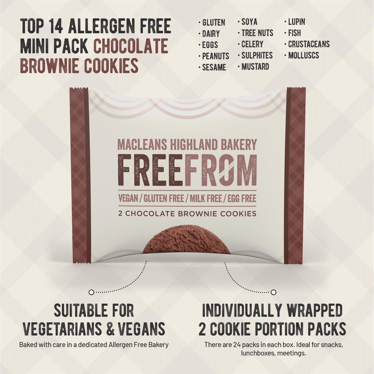 Maclean's Highland Bakery Free From Twin Pack Chocolate Brownie Cookies - 24 Packs x 30g 3