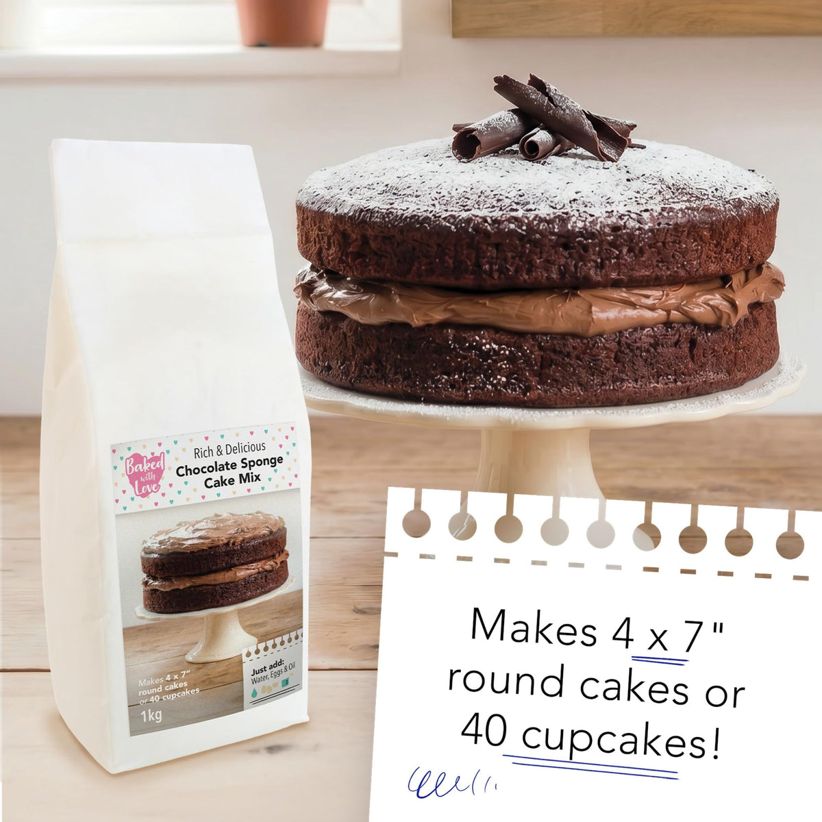 Baked With Love Chocolate Cake Mix - 1kg | Easy to Make | Rich Cocoa Flavour 4