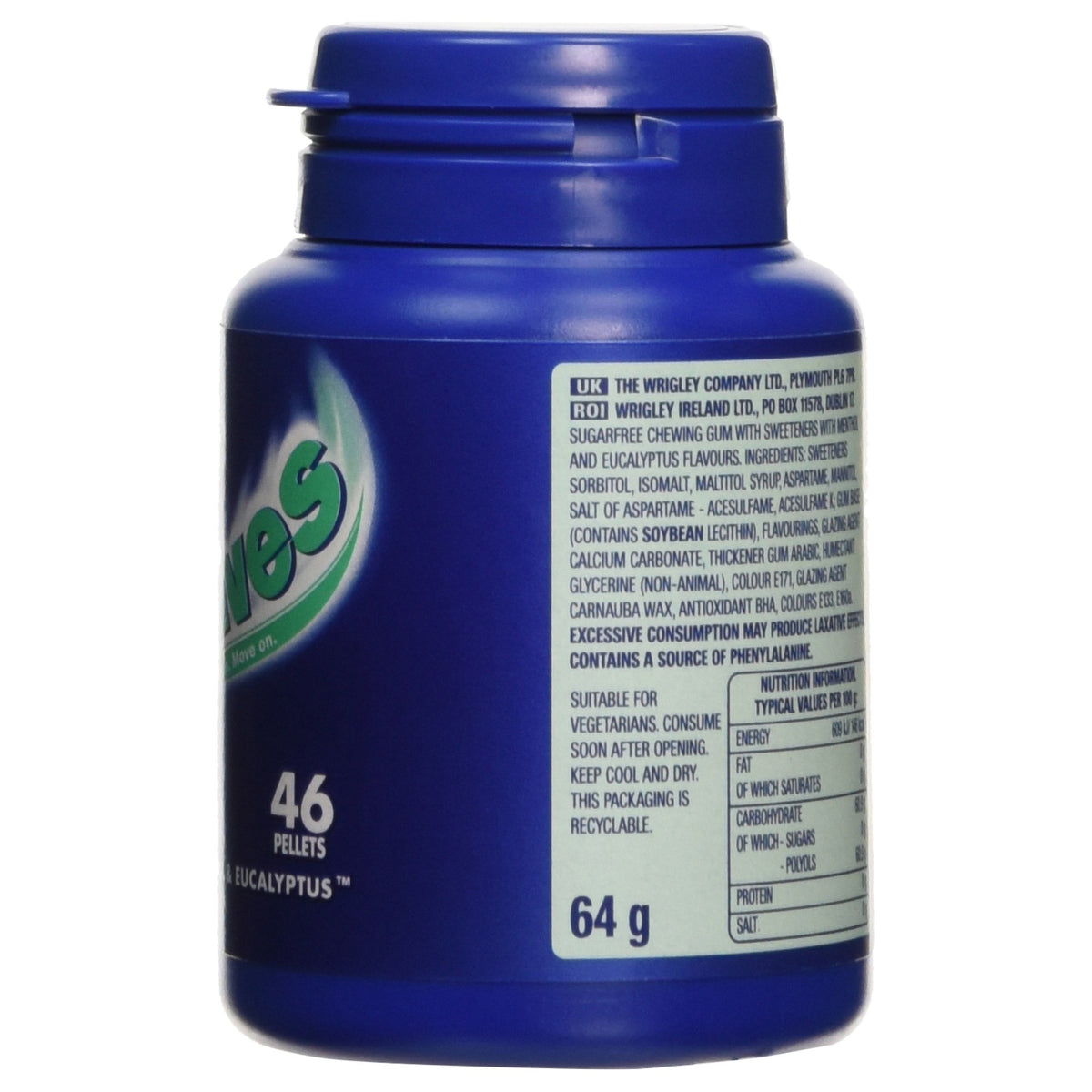 Airwaves Sugar Free Chewing Gum, Menthol & Eucalyptus, 46 Pieces (Pack of 2)