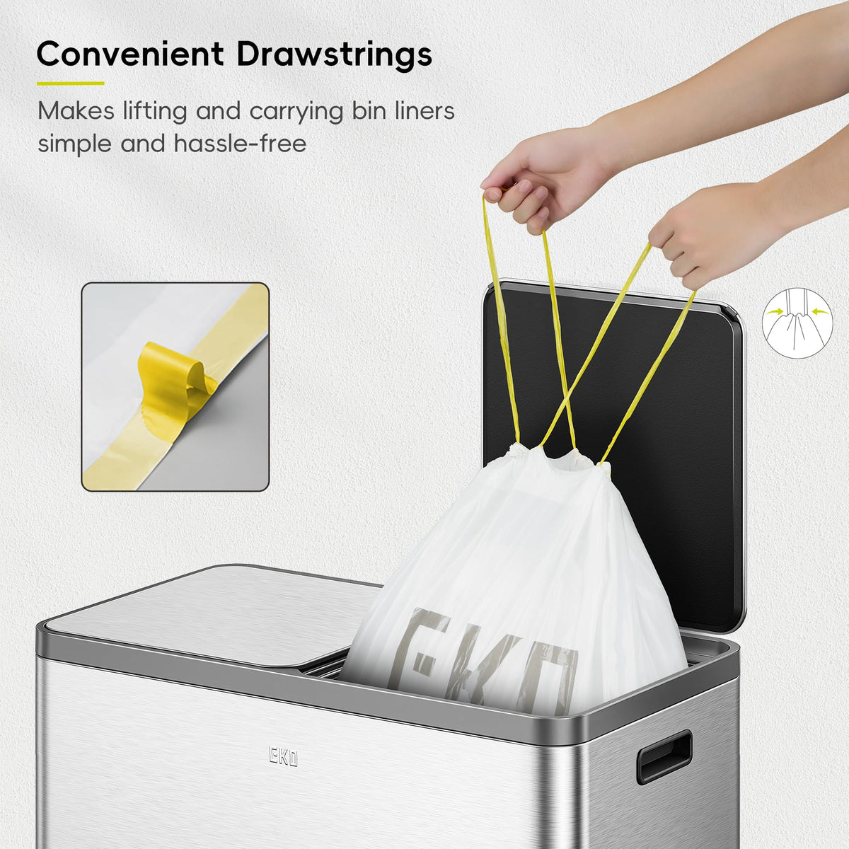 EKO Drawstring Bin Bags - 35-40 Litre, 12 Count, Size M 6