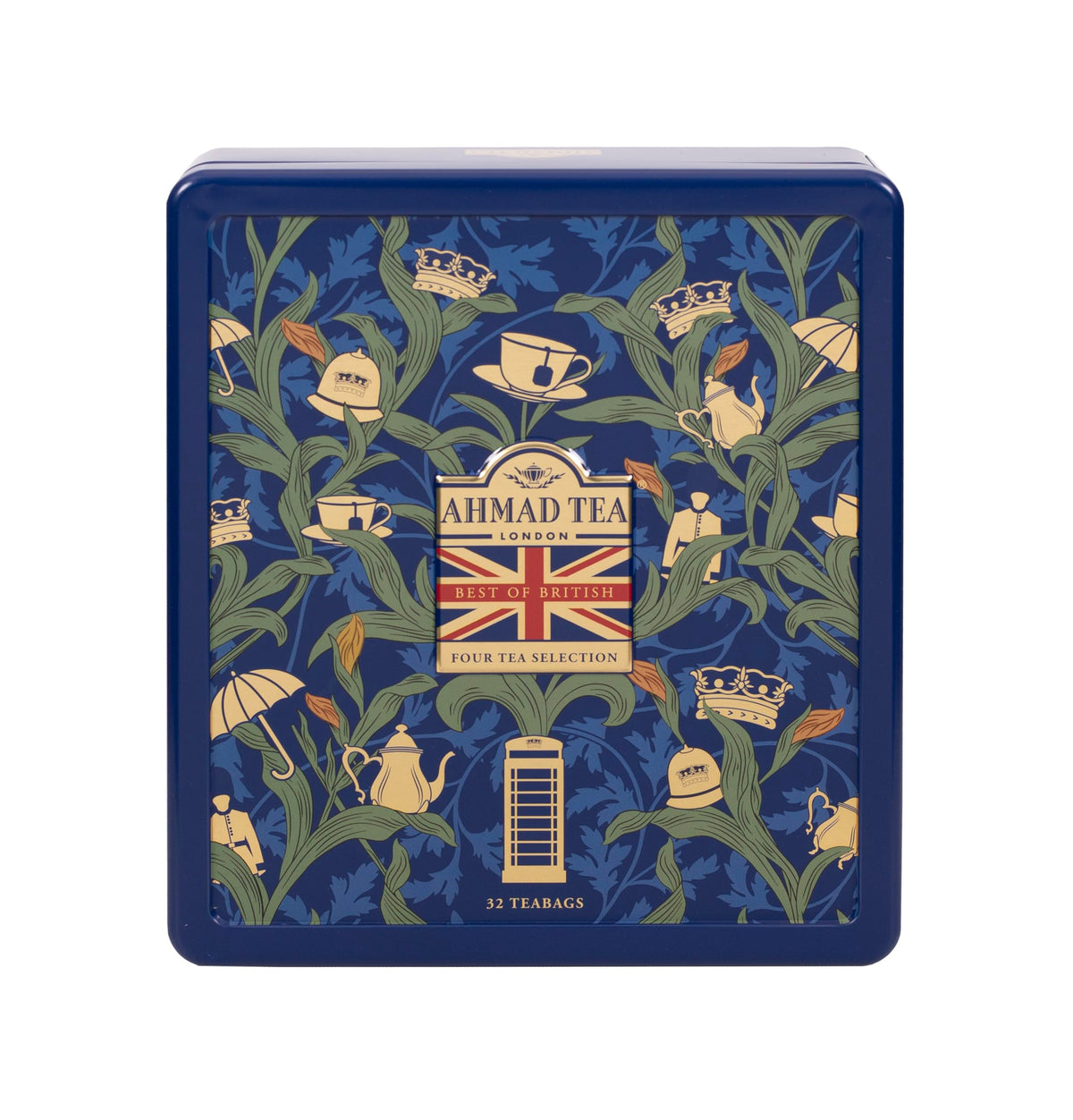Ahmad Tea London Blue William Morris Tea Selection Caddy - 32 Teabags | Assorted Flavors | Gifting