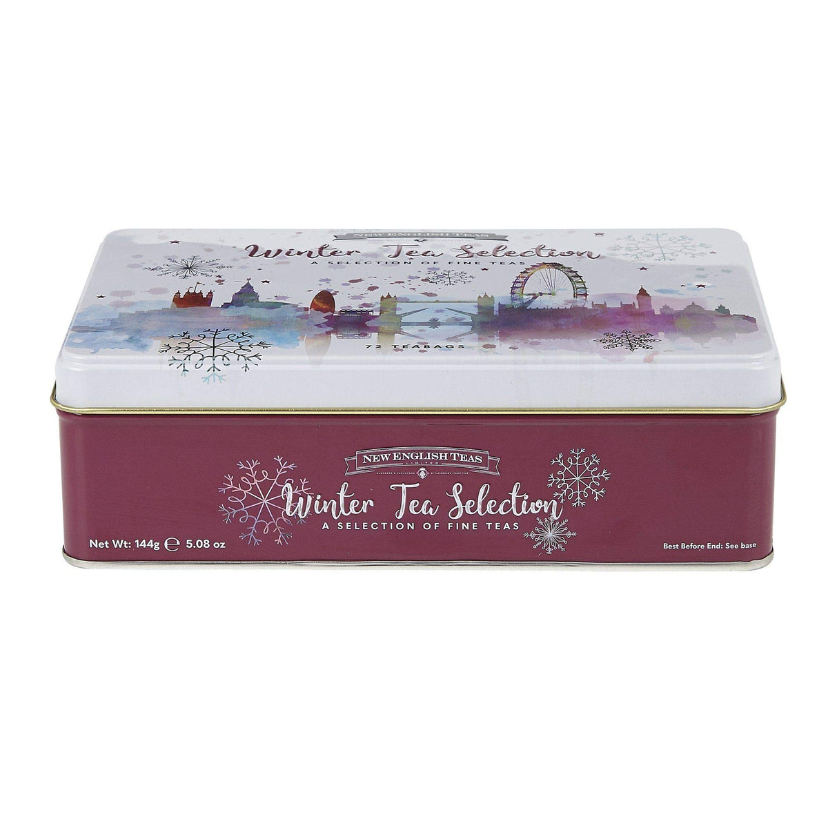 New English Teas Winter Wonderland Christmas Tea Tin - 72 Assorted Teabags 1