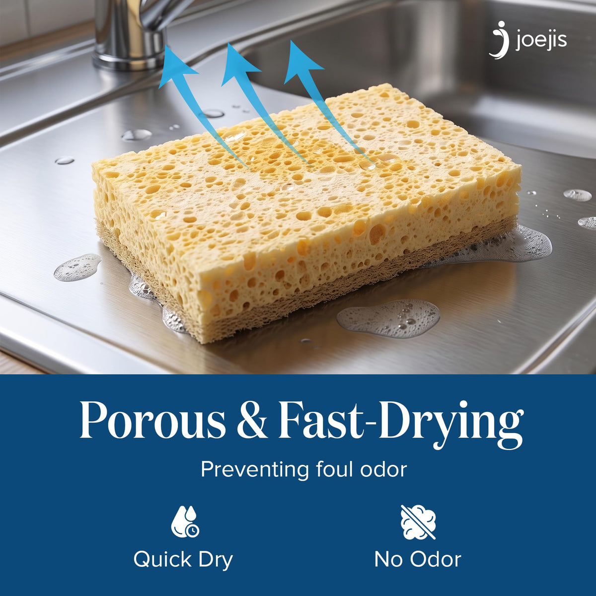 joeji's Kitchen Eco Washing Up Sponges - 6 Pack Natural Cellulose & Sisal | Reusable, Biodegradable 8