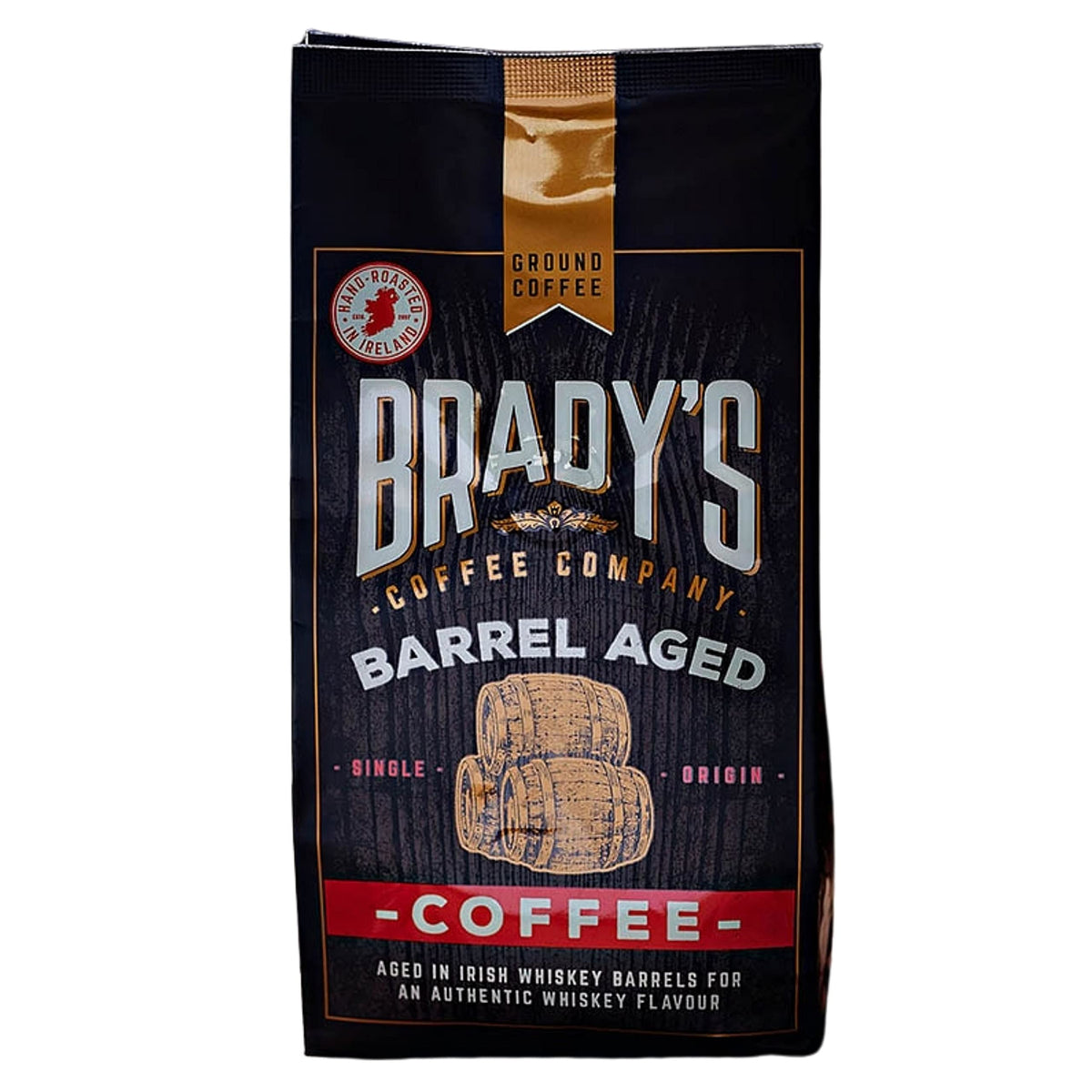 Brady's Irish Barrel Aged Ground Coffee - 100% Arabica, Medium Roast, 227g