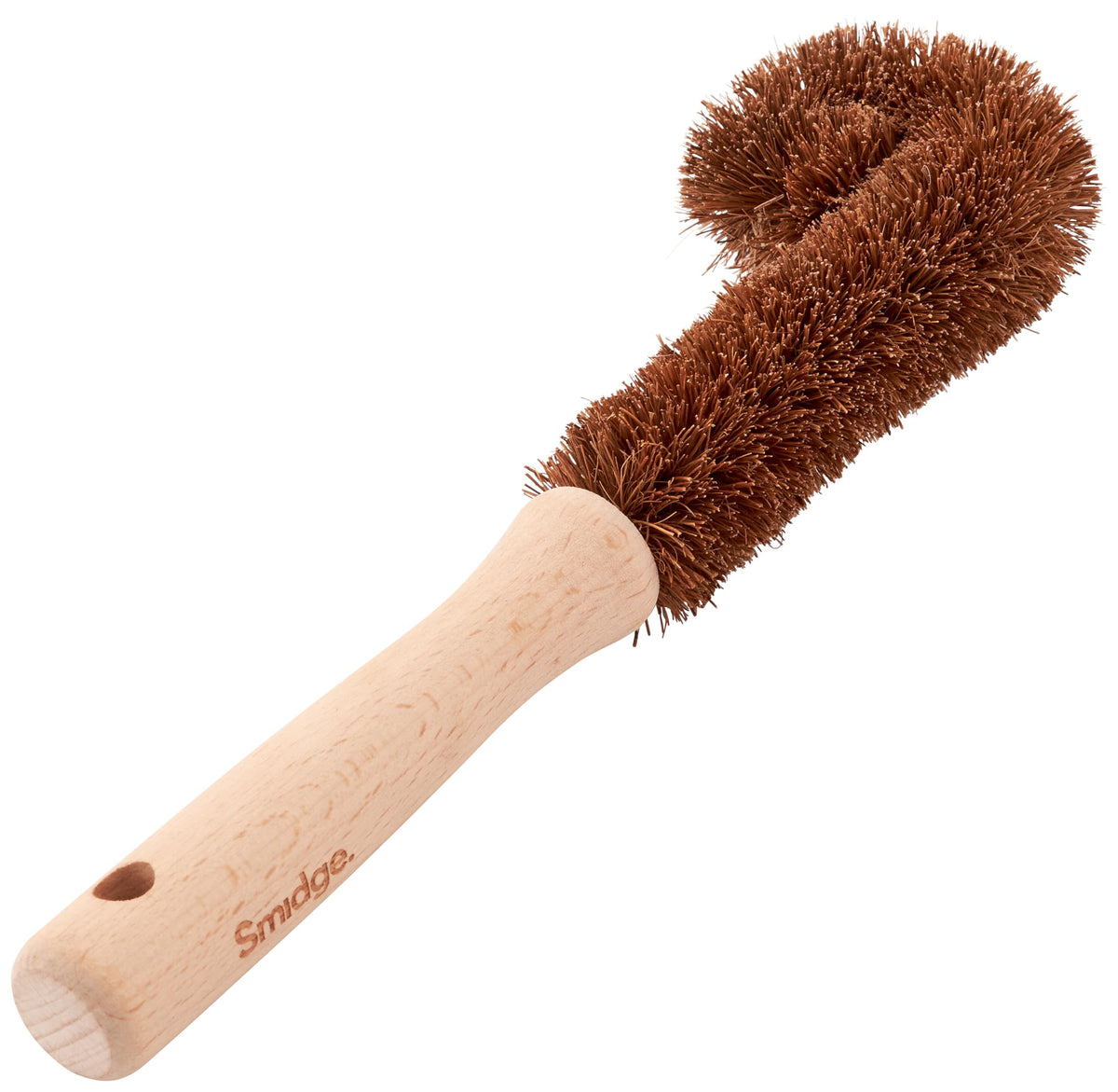 Smidge Natural Coconut Fibre Bottle Brush - Biodegradable & Antibacterial | Wooden Handle | Includes Cleaning Wand