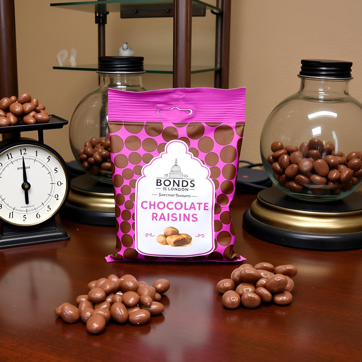 Bonds of London Chocolate Raisins - 75g Bag, Pack of 12 3