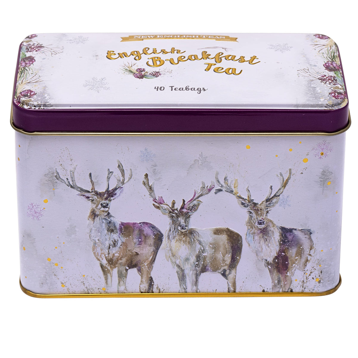 New English Teas Christmas Stag Tea Tin - 40 English Breakfast Teabags 1