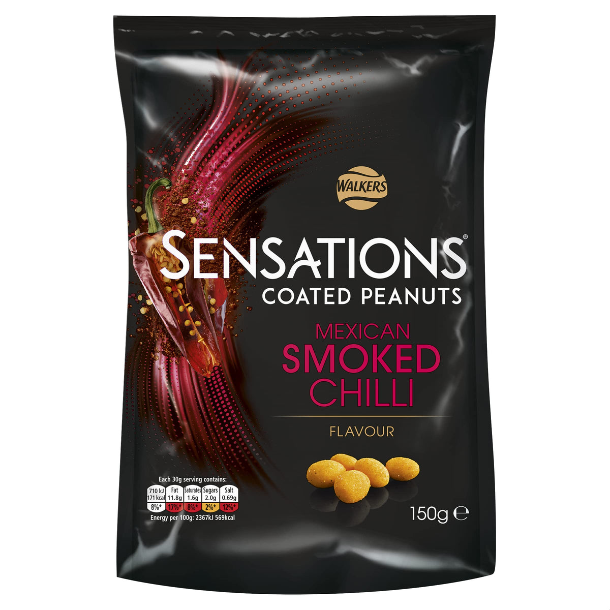 Sensations Mexican Smoked Chilli Coated Sharing Peanuts - 150g Pack of 3