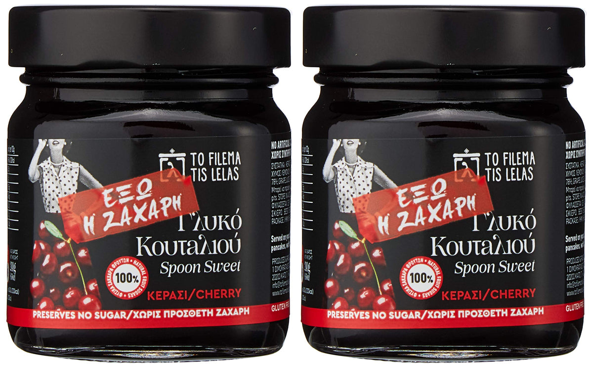 To Filema Tis Lelas Cherry Spoon Sweet - 78% Real Cherry | Vegan & Gluten Free | 2x240g