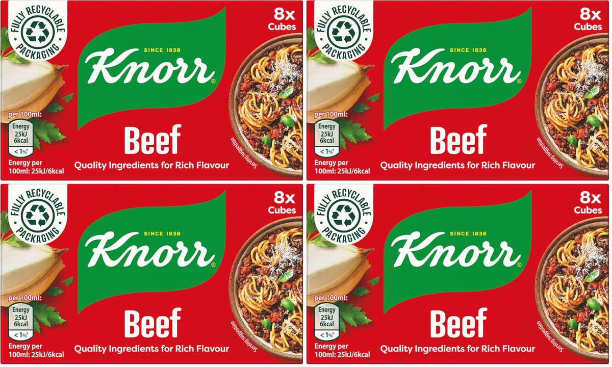 Knorr Beef Stock Cubes - Gluten-Free, Rich Beef Flavour, 8 Cubes (320g)