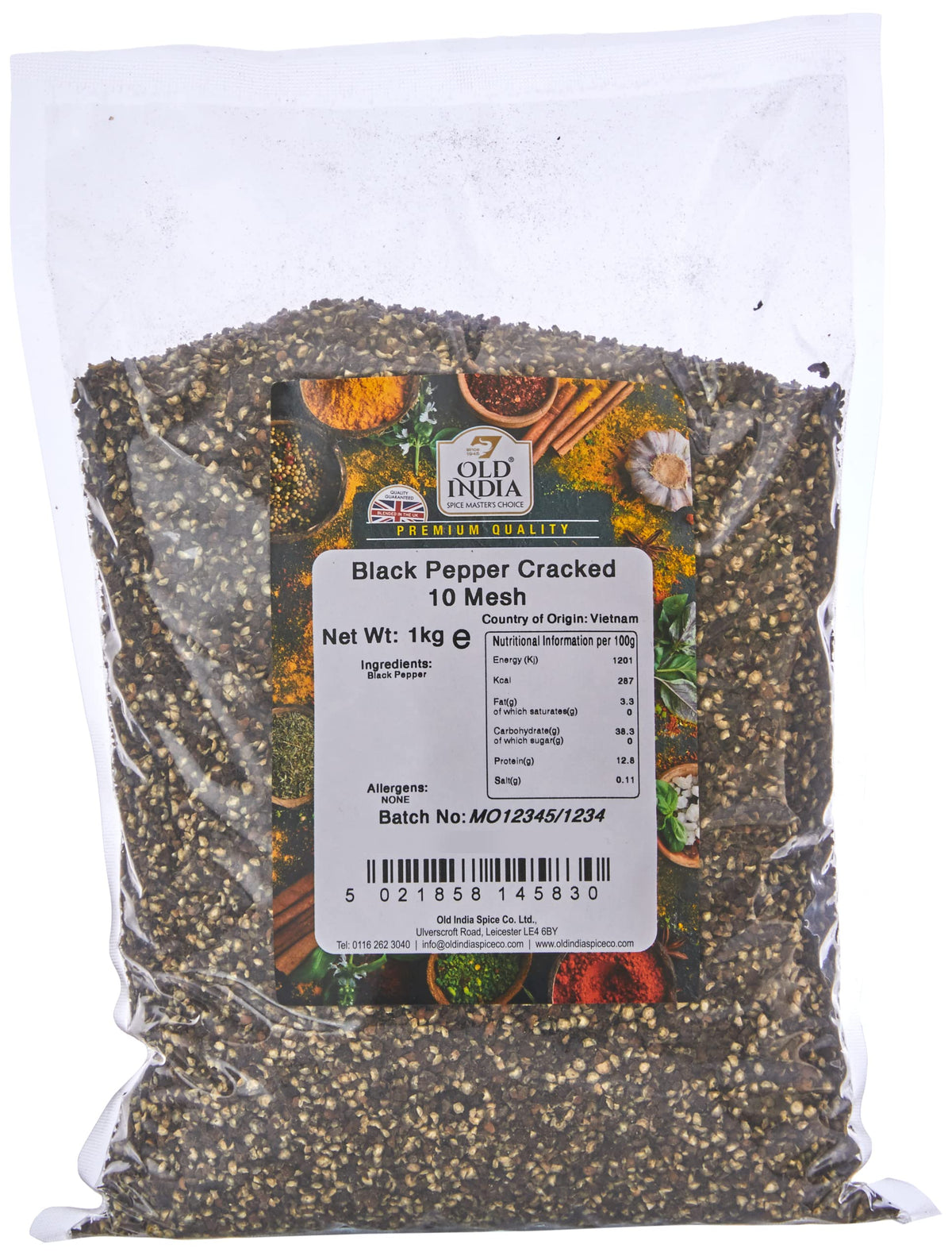 Old India Cracked Black Pepper - 10 Mesh, 1kg