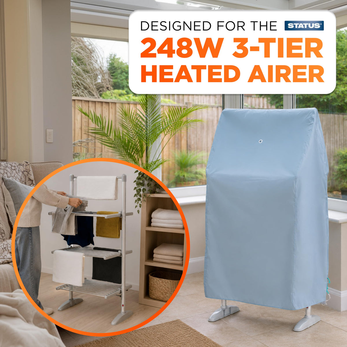 Status 3 Tier Heated Clothes Airer Cover - Boosts Drying Speed | Breathable | Folds Flat 6