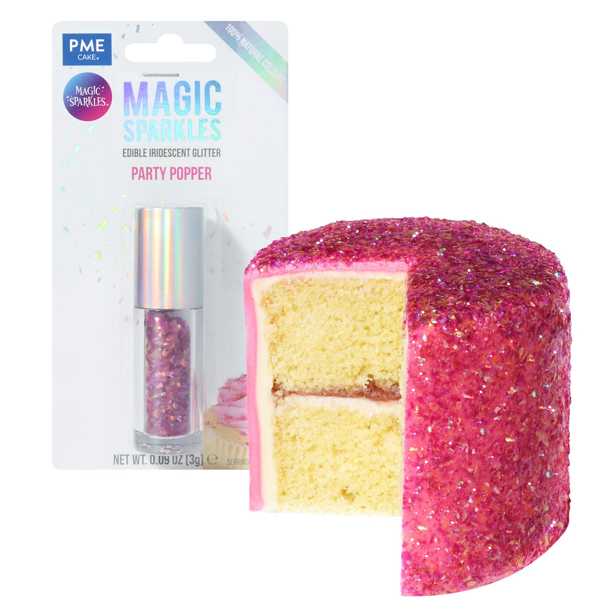 PME Magic Sparkles Edible Glitter - Iridescent Gold, Rose & Pink Ruby | 3g Flakes 9