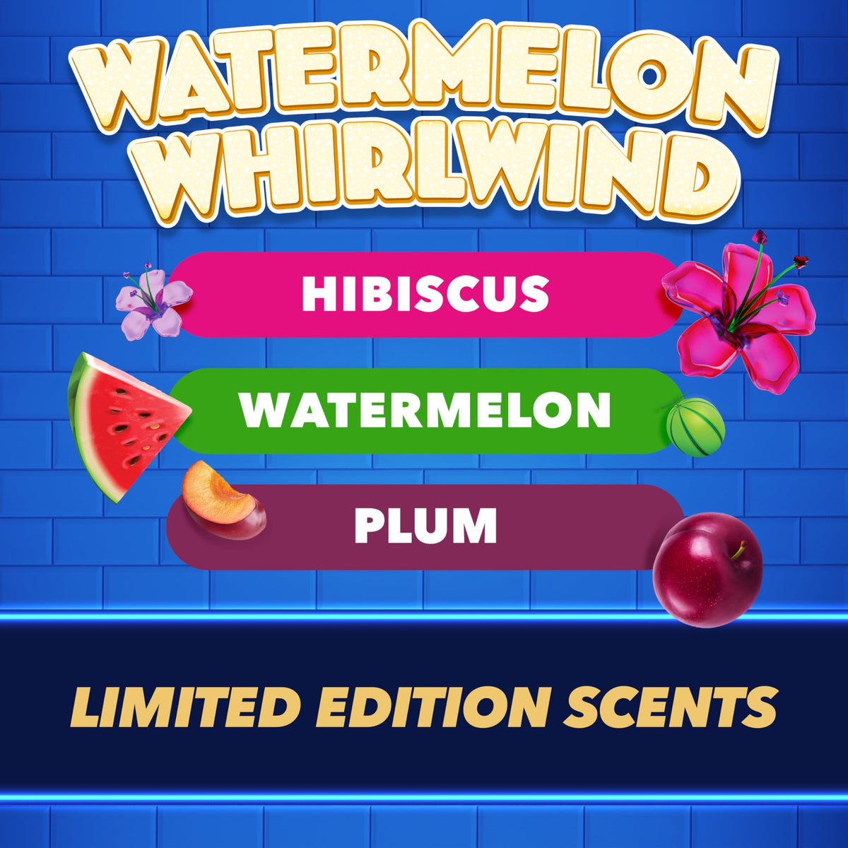 DUCK Watermelon Whirlwind Toilet Rim Block - Foaming Action, Anti-Limescale, Purple Colour | 4 x 2 Count 4