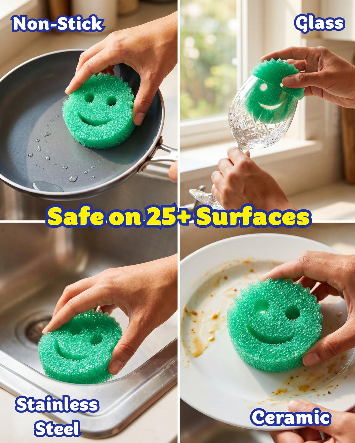 Scrub Daddy Essentials Sponges - Pack of 4 | Non-Scratch FlexTexture | Odor Resistant 5