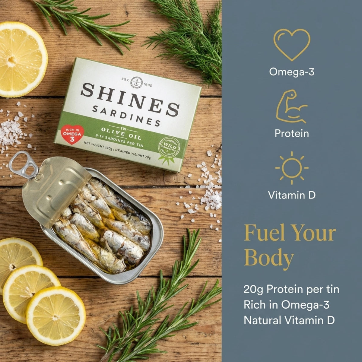 Shines Tinned Sardines in Olive Oil - 106g Can | Ready to Eat | Keto Friendly 4