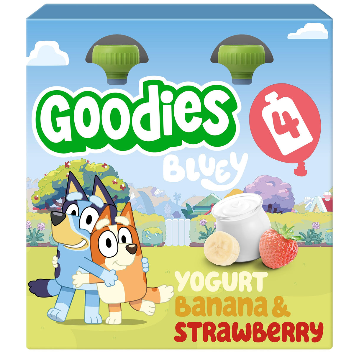 Goodies Bluey Fruit Yoghurt Pouches - Banana & Strawberry, 1 of 5 a Day, No Added Sugar, 12 x 100g