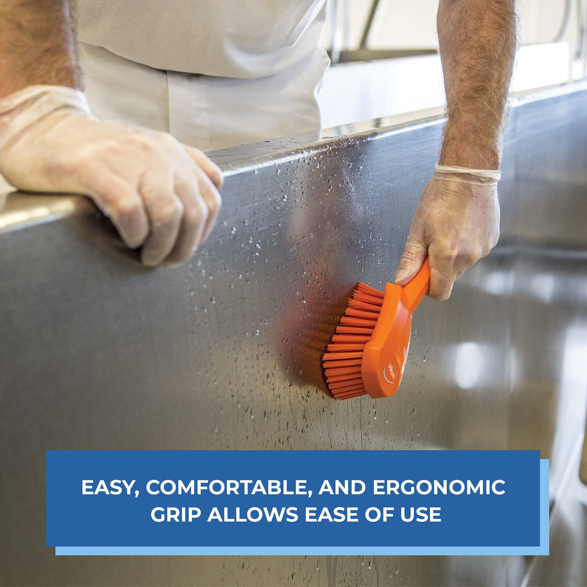 Vikan Hand Broom - Stiff Bristles for Stubborn Dirt | Polypropylene | Red 7