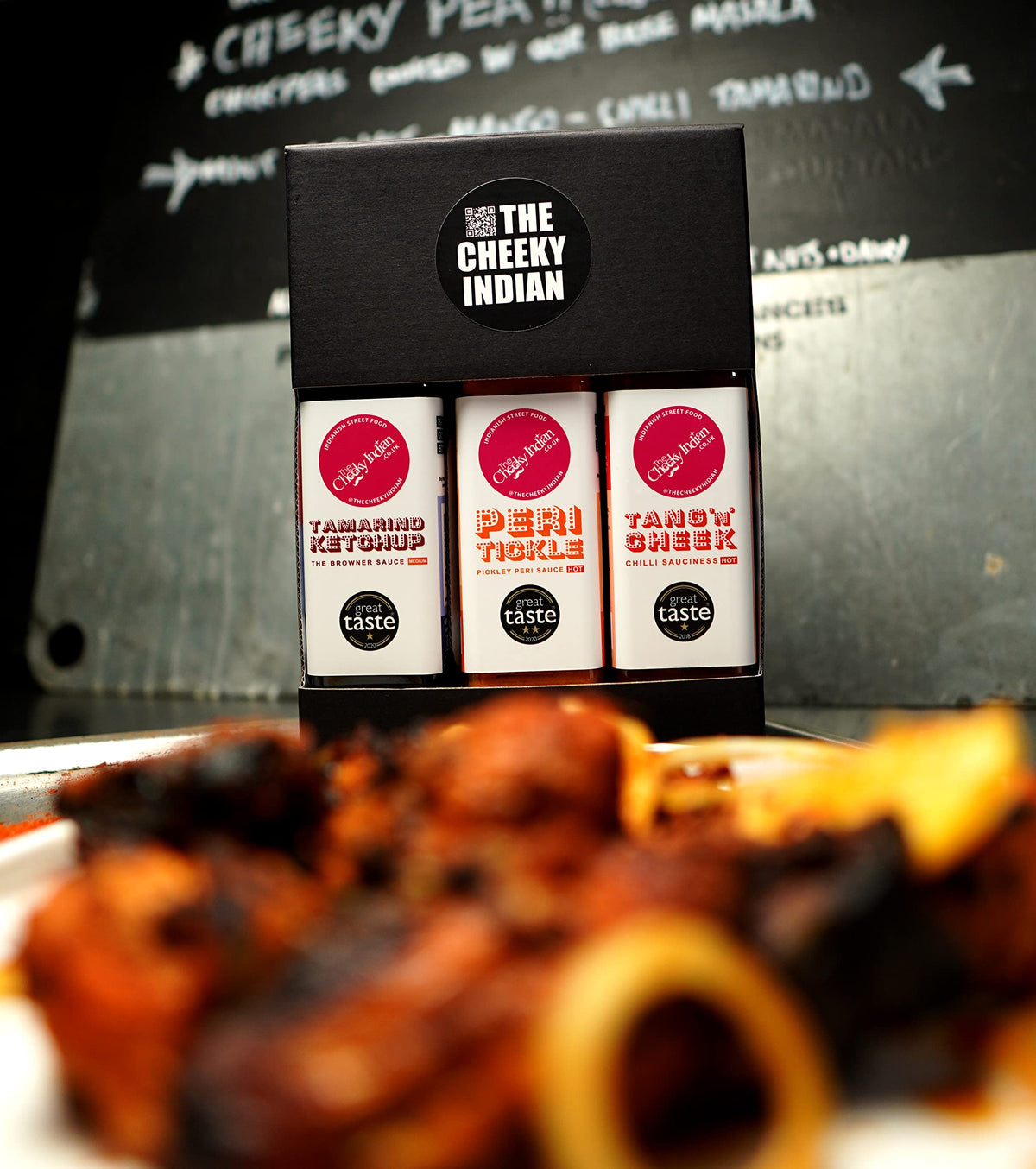 THE CHEEKY INDIAN Tang 'n' Cheek, Tamarind Ketchup & Peri Tickle Sauces Gift Pack - 3 x 225g 3